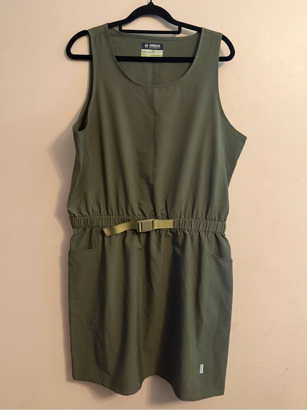 Magellan Outdoors Olive Utility Belted Tank Dress